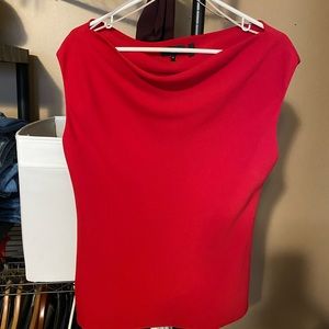 Womens red theory cowl neck blouse.